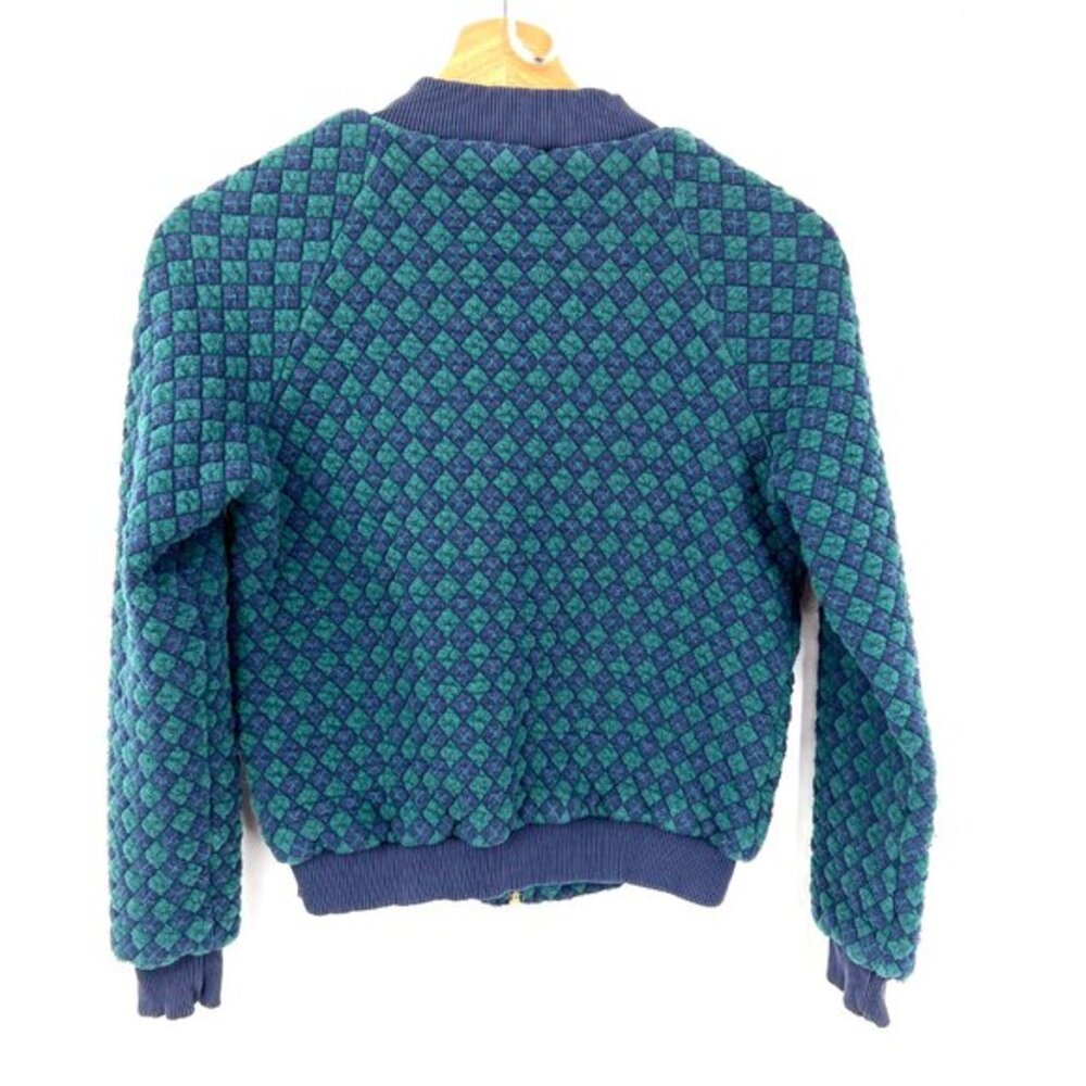 Marc by Marc Jacobs quilted argyle bomber jacket blue green puffy cropped S READ - Picture 8 of 9